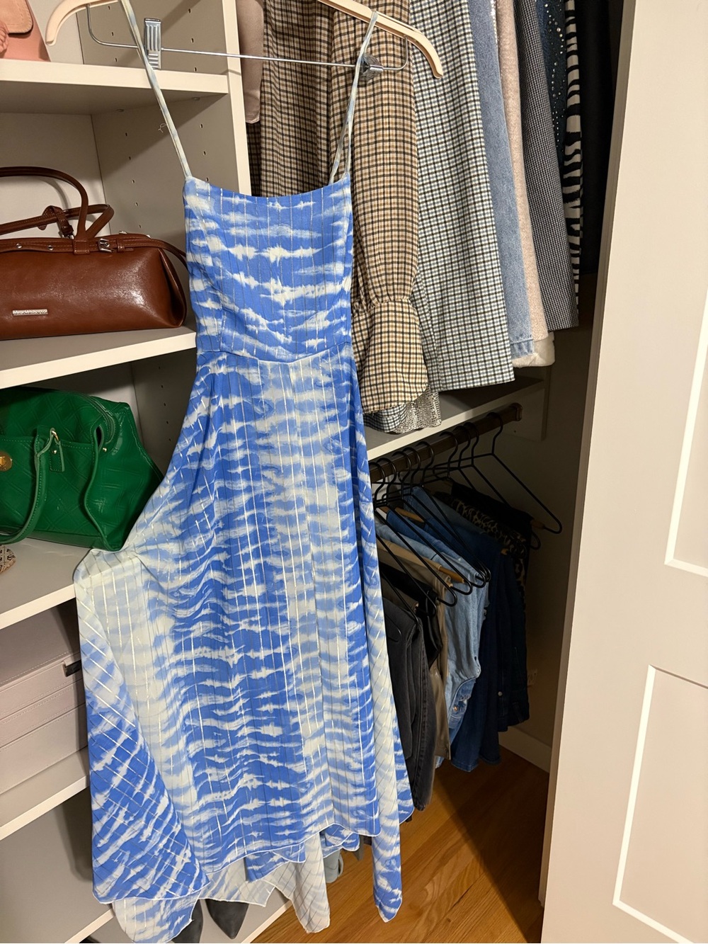 ASOS Blue Tie-Dye Spaghetti Strap Maxi Dress